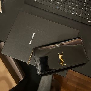 Saint Laurent Monogram Patent Leather Phone Holder-On-Strap